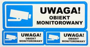 Naklejka UWAGA! OBIEKT MONITOROWANY" - komplet"
