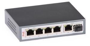 Switch PoE ULTIPOWER 0154afat 4xFE (4xPoE) 1xGE 1xSFP 802,3af/at 65 W