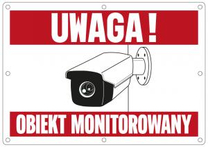 Tablica twarda PCV UWAGA! OBIEKT MONITOROWANY" (A4 210 x 297 x 1 mm)"