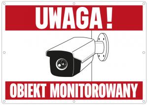 Tablica twarda PCV UWAGA! OBIEKT MONITOROWANY" (A3 297 x 420 x 1 mm)"